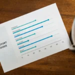 Laporan data ekspor global di atas kertas dengan grafik perdagangan internasional